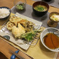 野菜の天ぷらの晩ご飯　と　菜園の小松菜を食べる犯人は　…♪