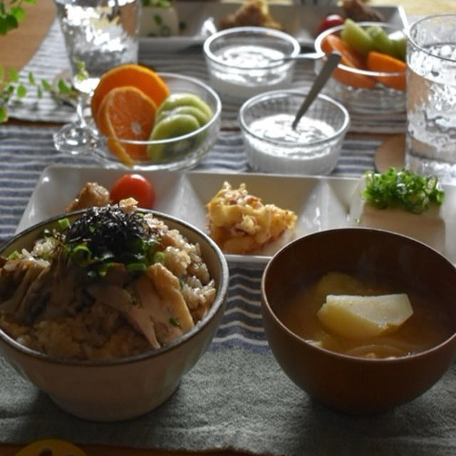 【レシピ】手羽先と舞茸の炊き込みご飯✳︎炊飯器de簡単✳︎朝ごはん♪