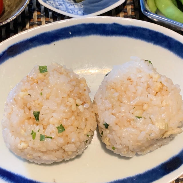天神屋さんのたぬきむすびの素でおにぎり弁当