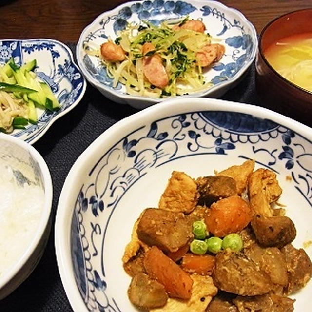 夫は自爆？　＆　ムネ肉と根菜の味噌マヨ炒め