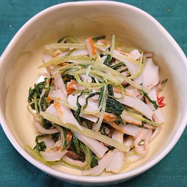 ちくわと水菜のからし和え、カツオのたたき