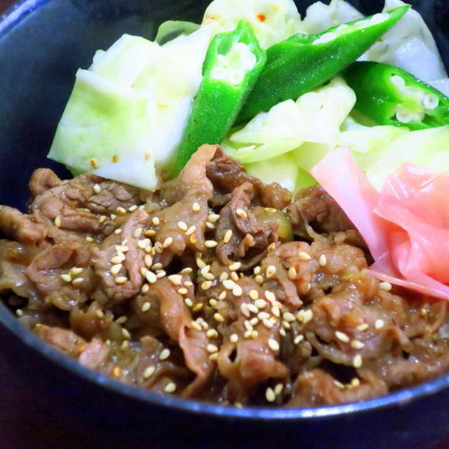 初夏の焼肉丼　～「キャベツのうま塩漬け」と一緒に