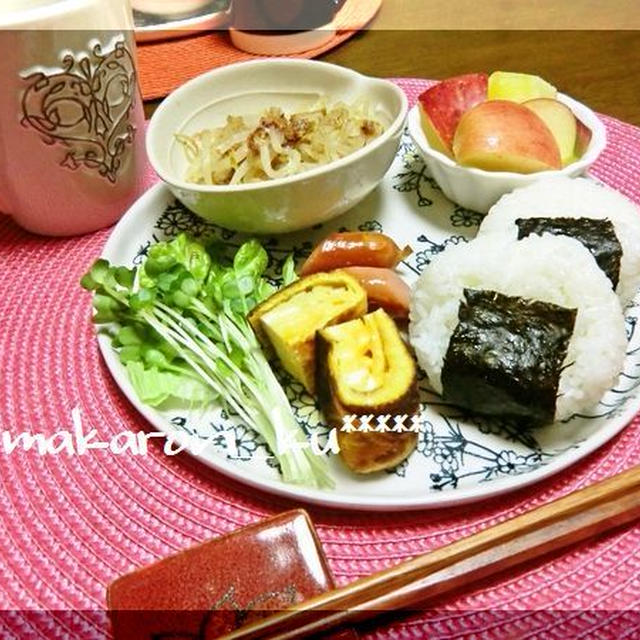 和風ワンプレート朝食♪もやしのおかか和え