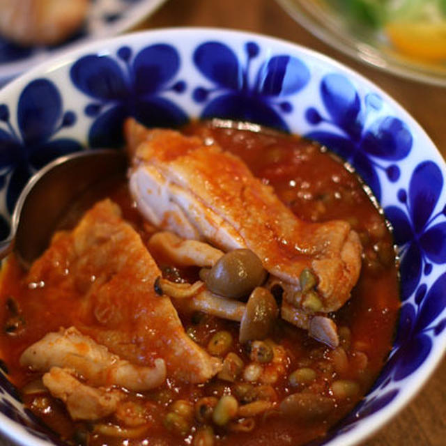 緑豆のチキントマト煮