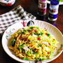 ガラムマサラのスパイシー！な風味とめんつゆで手軽に減塩♪「めんつゆde白菜と豚肉のピリ辛！ガーリック油揚げ入りレンチン減塩スパイシー焼きそば」【レシピ1948】【スパイス大使】