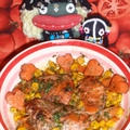 鮭とコーンのバター風味＆新玉ネギの梅おかかサラダ（お家カフェ）