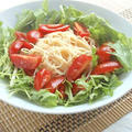 食欲増進レシピ！水菜とサラダセロリとトマトのカッペリーニのサラダパスタ。