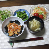 韓国農協キムチと鯵の丼