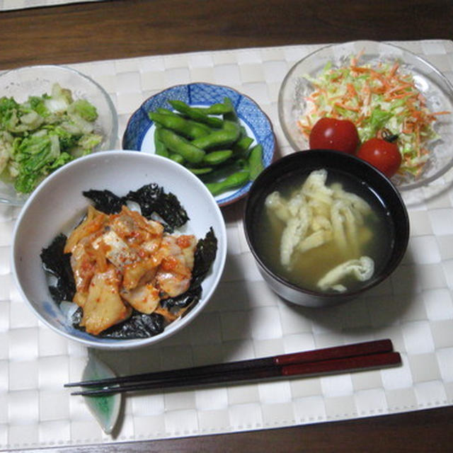 韓国農協キムチと鯵の丼