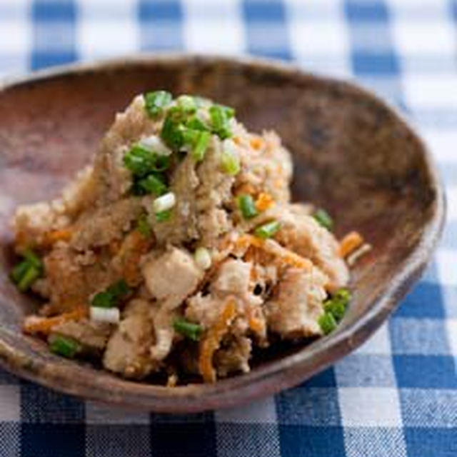 厚揚げと焼きナスのおから煮