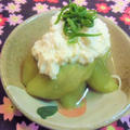 くもり空が広がっていました　　茄子のピーナッツ衣和え