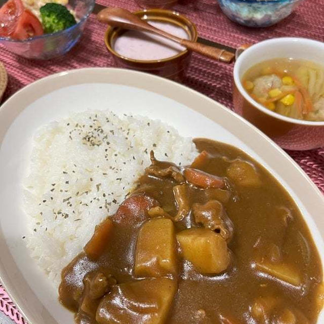 【おうちごはん】帰りが遅くなったら・・・【カレーライスde夕食】と。【おつまみ】と。【息子弁当】