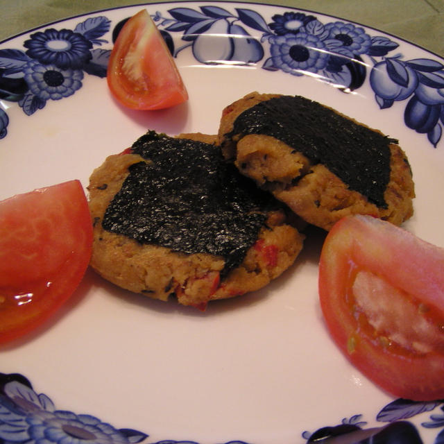 畑の肉そぼろとおからの磯辺焼き