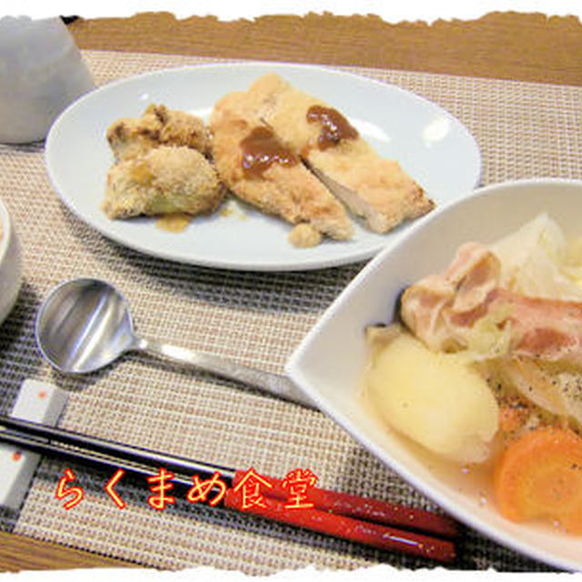 揚げないシリーズで【チキンカツ】＆【牡蠣フライ】定食♪