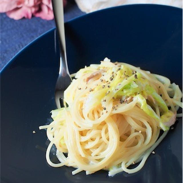 お鍋一つで白菜とツナのクリームワンポットパスタのレシピ。生クリームなし【ワンポパ♪】