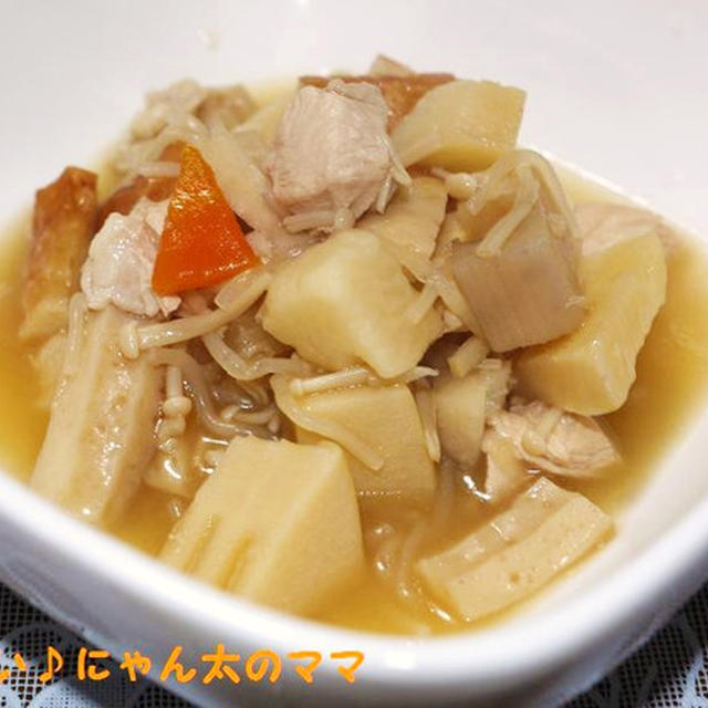 ＜旬の筍で新潟名物のっぺい汁＞♪と＜サラミサラダ＞