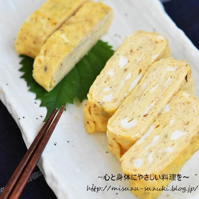 だし汁は不要♪旨味が効いてるかつお節入りのたまご焼き