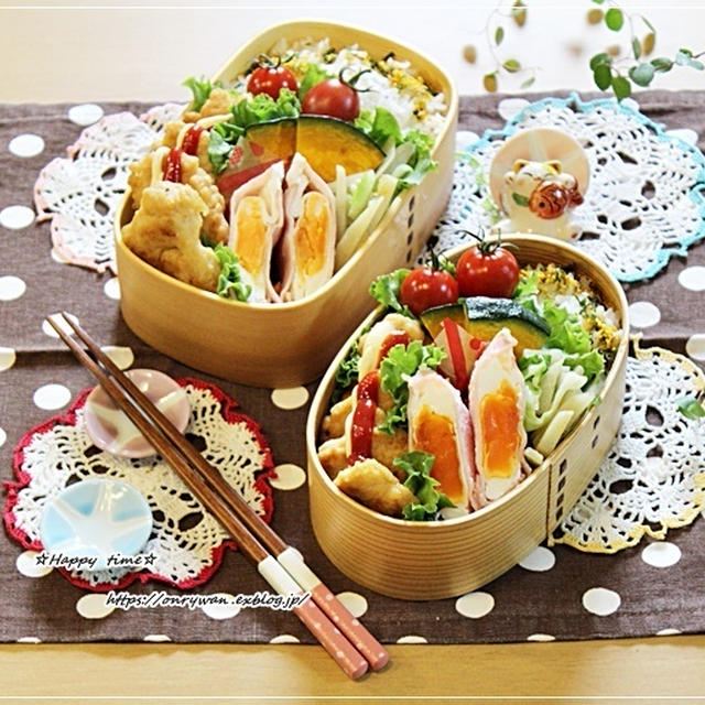 チキンナゲット弁当と庭から♪