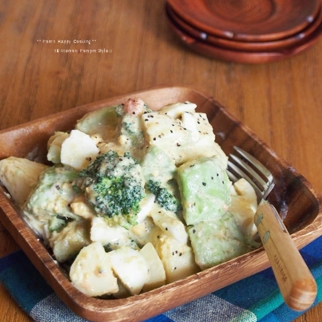 食宣伝com.　床漬けゆで卵 と アボカド と 林檎 の たらこマヨサラダ