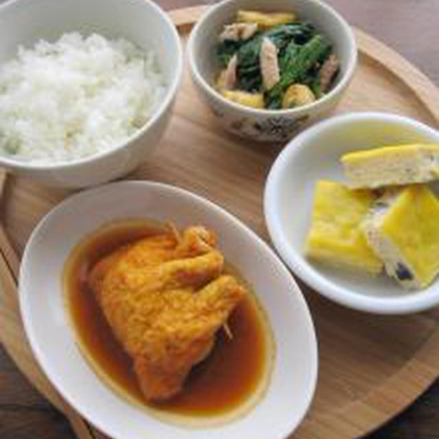 ガツンとうまい☆豚キム餃子風な、ピリ辛巾着煮。＋ で、decoちゃん定食♪