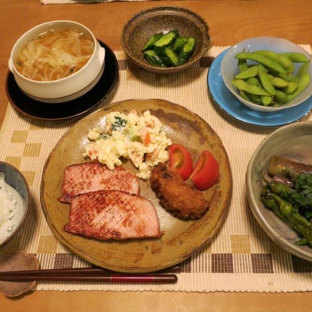 ロースハムステーキと茄子の焼き浸しの献立 と ヤマボウシの花 By Megさん レシピブログ 料理ブログのレシピ満載