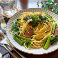 ♡ウインナーとつるむらさきのコンソメバター醤油パスタ♡【＃簡単レシピ＃時短＃節約＃麺＃スパゲティ＃お昼ご飯】