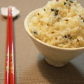 続・無水調理　【梅と海苔のさくらご飯】~PETボトルのお茶de炊き込みご飯