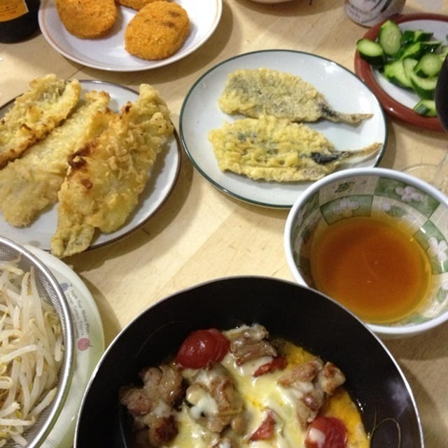 鶏とトマトのチーズ焼きで晩酌
