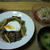 タケノコ入り牛丼に、ポーチドエッグをのせて