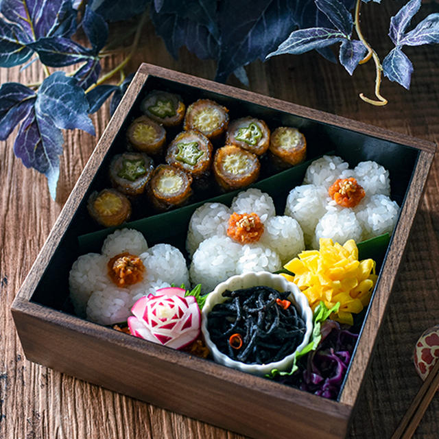 7/27 オクラとヤングコーンの肉巻きの花金弁当♪