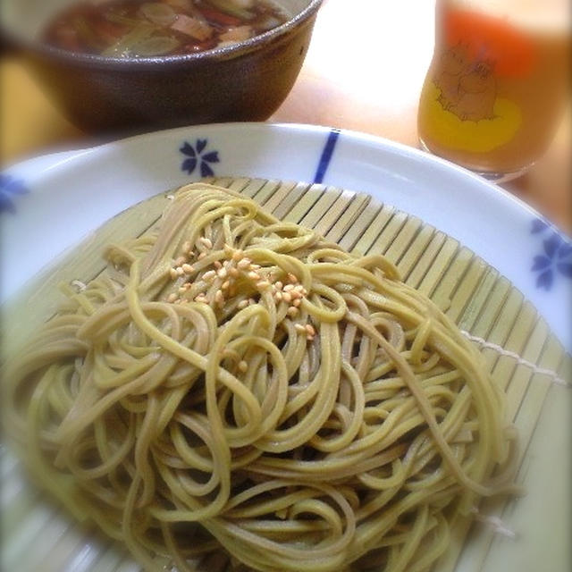 茶そばdeつけ麺と今朝のスムージー