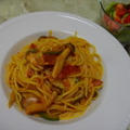 ベーコンとしめじのパスタ。
