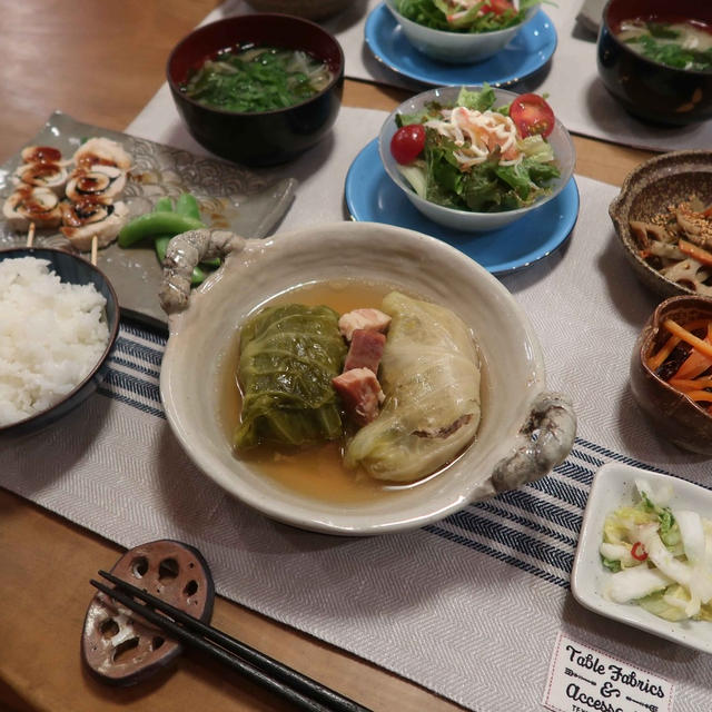 ”薪ストーブ”の上でコトコトした「ロールキャベツ」の晩ご飯　と　つくおきとか♪