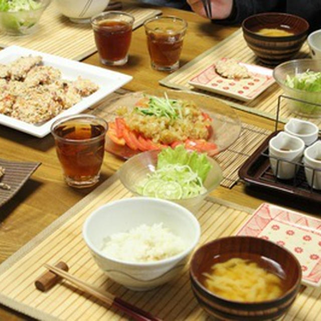 鶏胸肉のサラダせんべいまぶし焼き