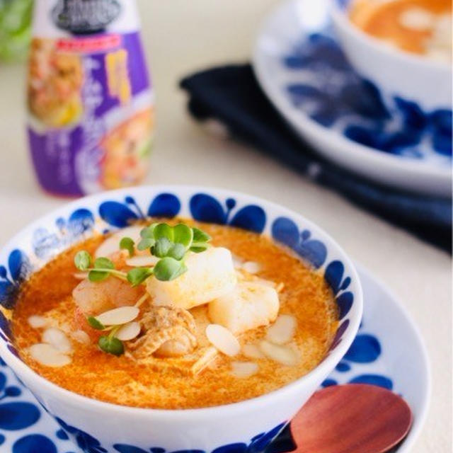 トムヤ厶クン風クリーム豆腐スープ【#スパイス大使#簡単 #おもてなし】