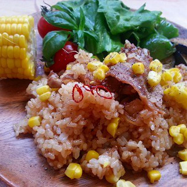 カリカリ豚バラの自家製焼肉のタレご飯