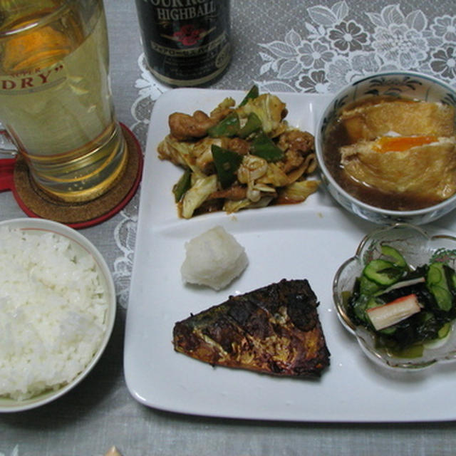 夜ご飯(111205)鯖の味噌漬け焼きでワンプレート献立