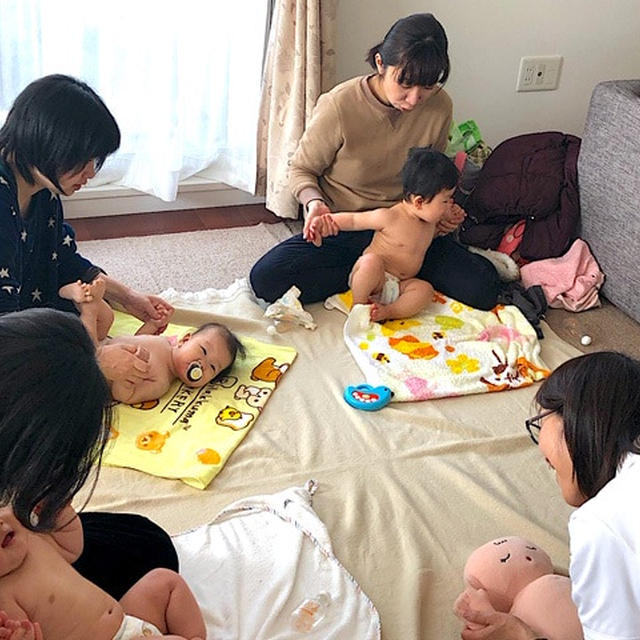 4/24(水）堺市西区♪ベビーマッサージ&寝相アート&フライパンで作る抹茶ミルクパン作りコラボ
