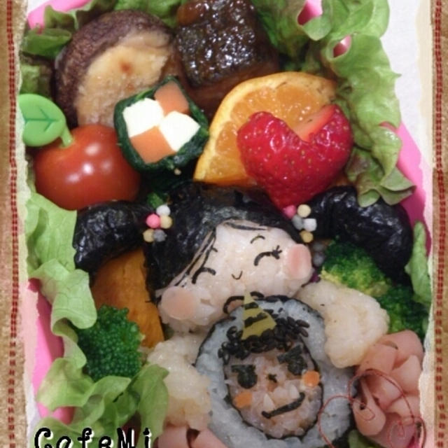 赤鬼太巻きを食べるゆうなちゃんのお弁当☆