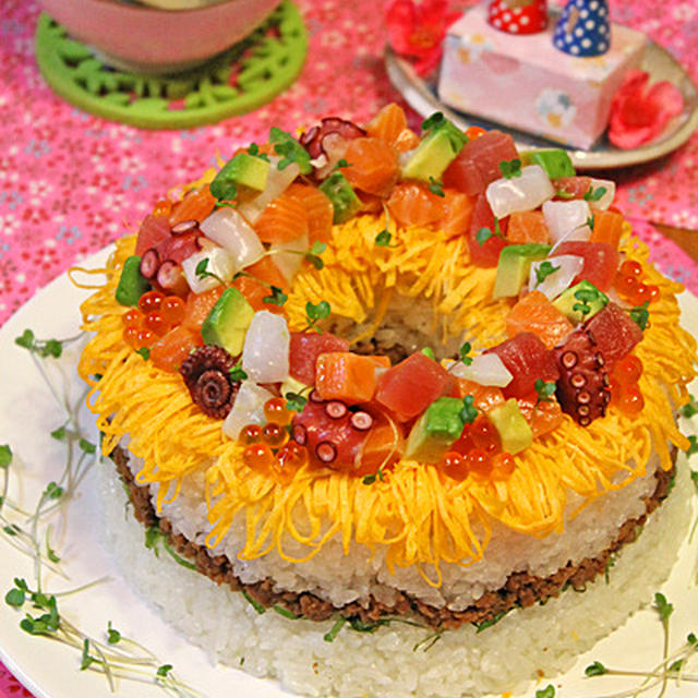 雛祭り海鮮リングちらし寿司ケーキ By ぱおさん レシピブログ 料理ブログのレシピ満載
