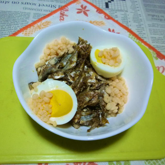 豆あじの揚げ焼き＋ゆで卵のタパス