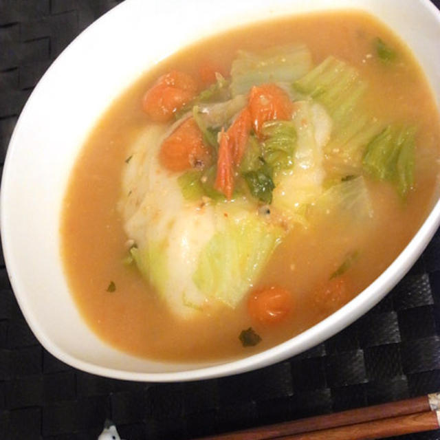 小松菜トマトのキムチ味噌雑煮