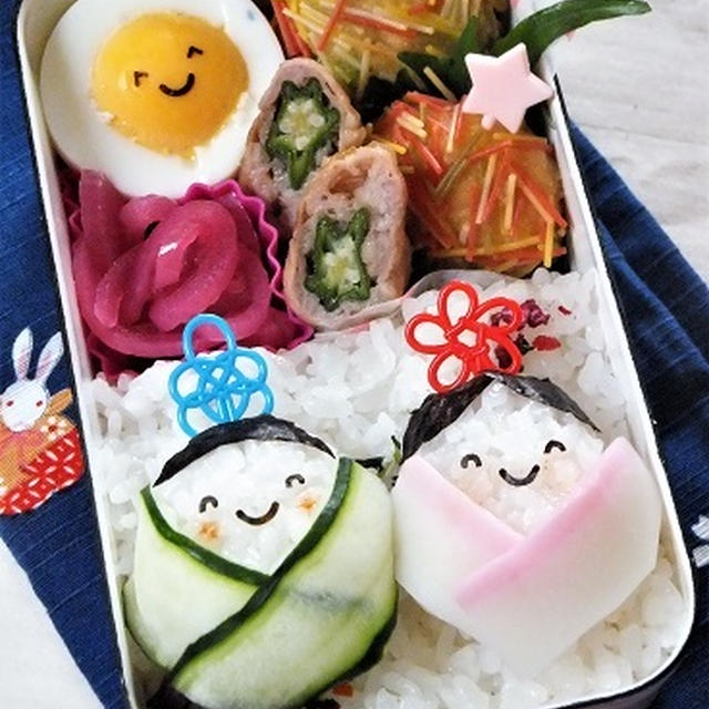 七夕弁当　と　素麺衣の豆腐揚げ