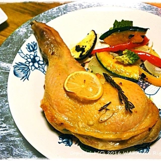 中級■フライパン de 骨付き鶏モモ肉のローストチキンと野菜ソテー■ TVご紹介レシピ♪クリスマス