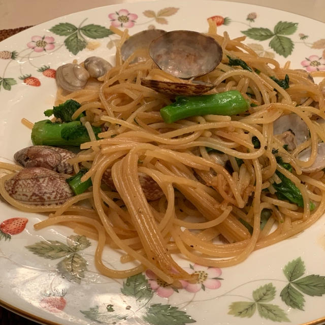 あさりと菜の花の醤油パスタ✨