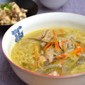 煮汁でラーメンと適当がヒットする晩ご飯。(-公- ;)