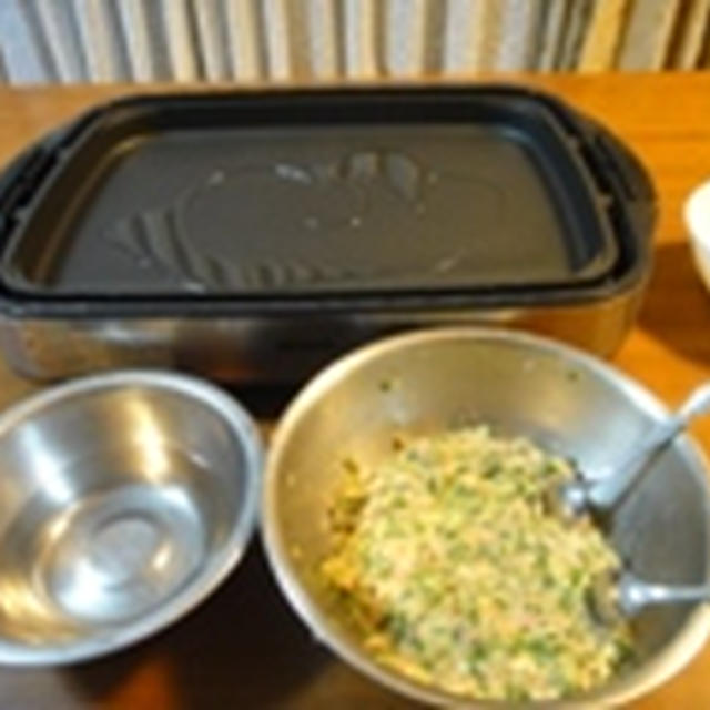 １１月１４日の夕飯　***　ホッとプレート　で　ぎょうざ♪　***