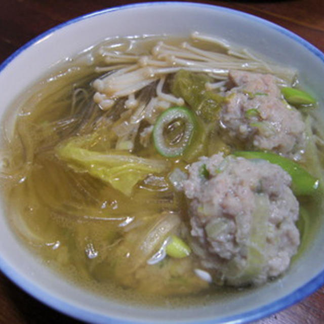 鶏だんごと葛きりのスープ