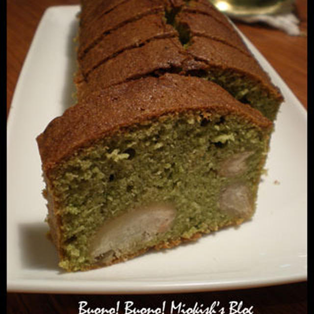 白花豆の抹茶パウンドケーキと中国茶