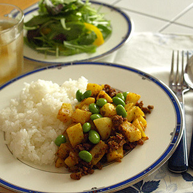 枝豆とじゃがいものドライカレー